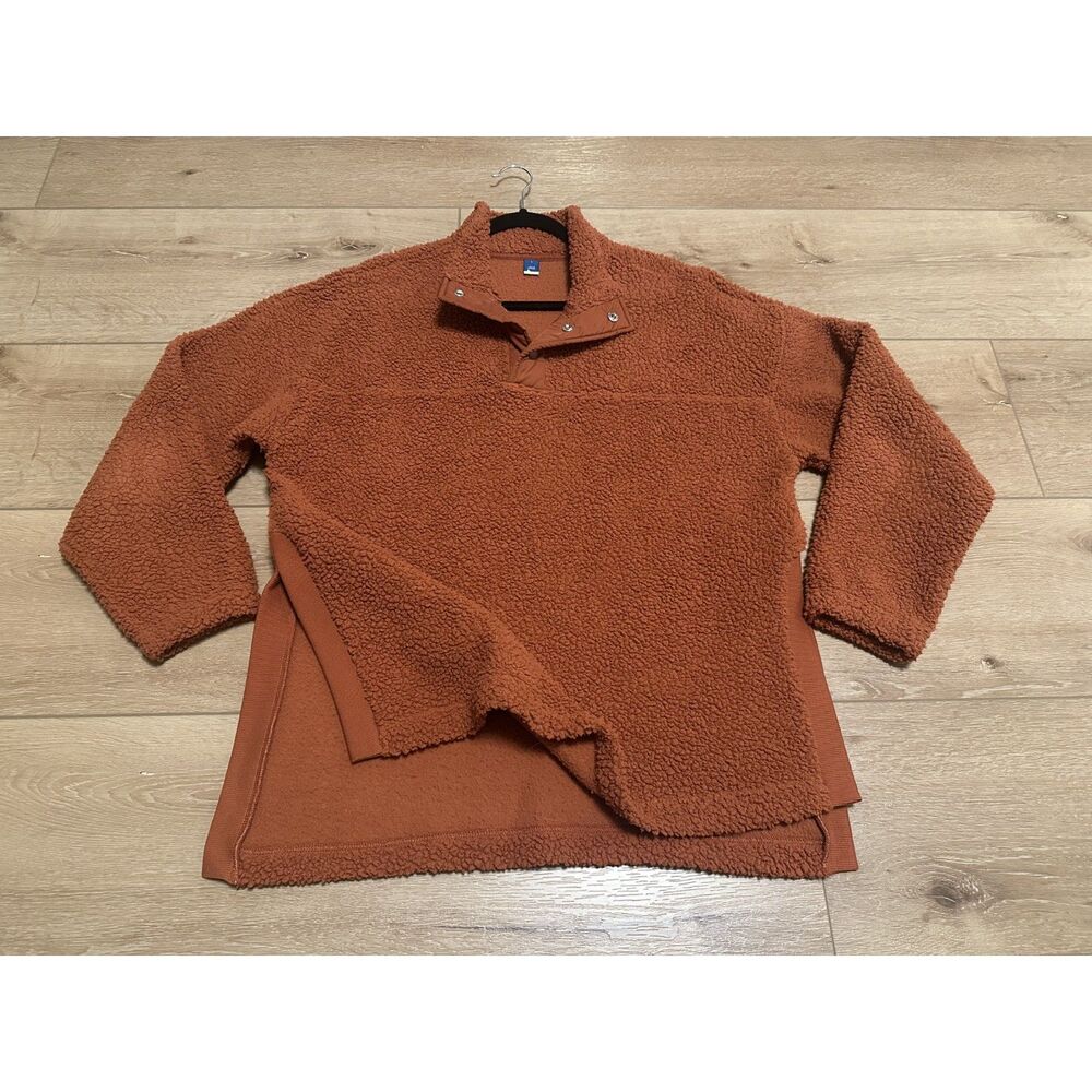 Old Navy Women's Sherpa Fleece Tunic Pullover Terra Cotta Orange Large GUC!
